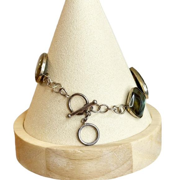 Lucas Lameth Abalone Shell Sterling Silver LUC 925 Toggle Closure Bracelet - Picture 4 of 8